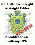 d30 Half-Elf Height & Weight Table (Metric)