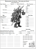 Inventory and Encumbrance Sheet - Play Aid for Zweihander RPG