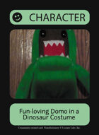 Fun-loving Domo In A Dinosaur Costume - Custom Card
