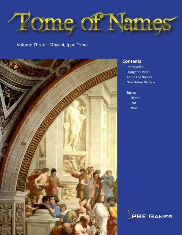 Three Names Book Tome of Names - Volume Three - PBE Games | Game Bits | DriveThruRPG
