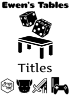 Ewen's Tables: Titles