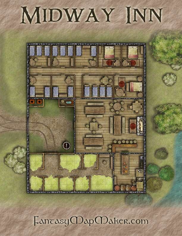 Midway Inn Battlemap - Fantasy Map Maker | DriveThruRPG