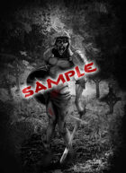 Image- Stock Art- Stock Illustration- Armed zombie with sword in a cemetery