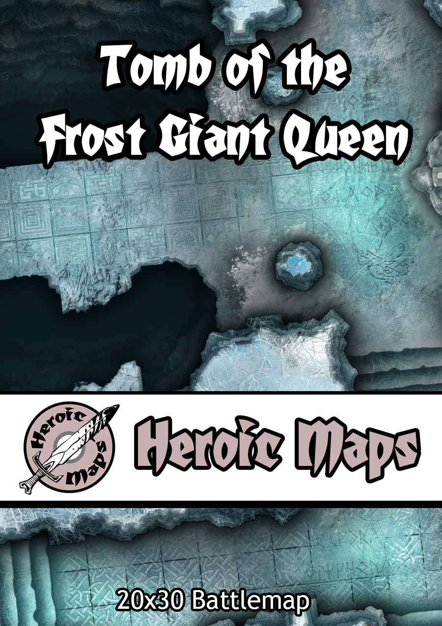 Heroic Maps - Tomb of the Frost Giant Queen - Heroic Maps | Buildings |  Caverns & Tunnels | Dungeons | Temples & Churches | Winter | Tombs |  Encounters | Dwarven | DriveThruRPG