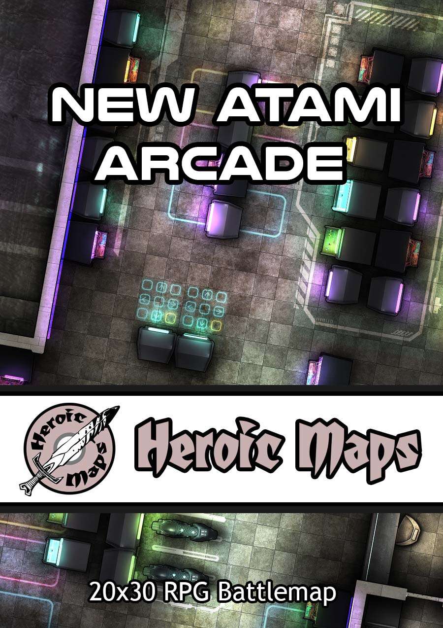 Heroic Maps - New Atami Arcade - Heroic Maps | Buildings | Cities | Sci-Fi  | Roll 20 Ready | DriveThruRPG