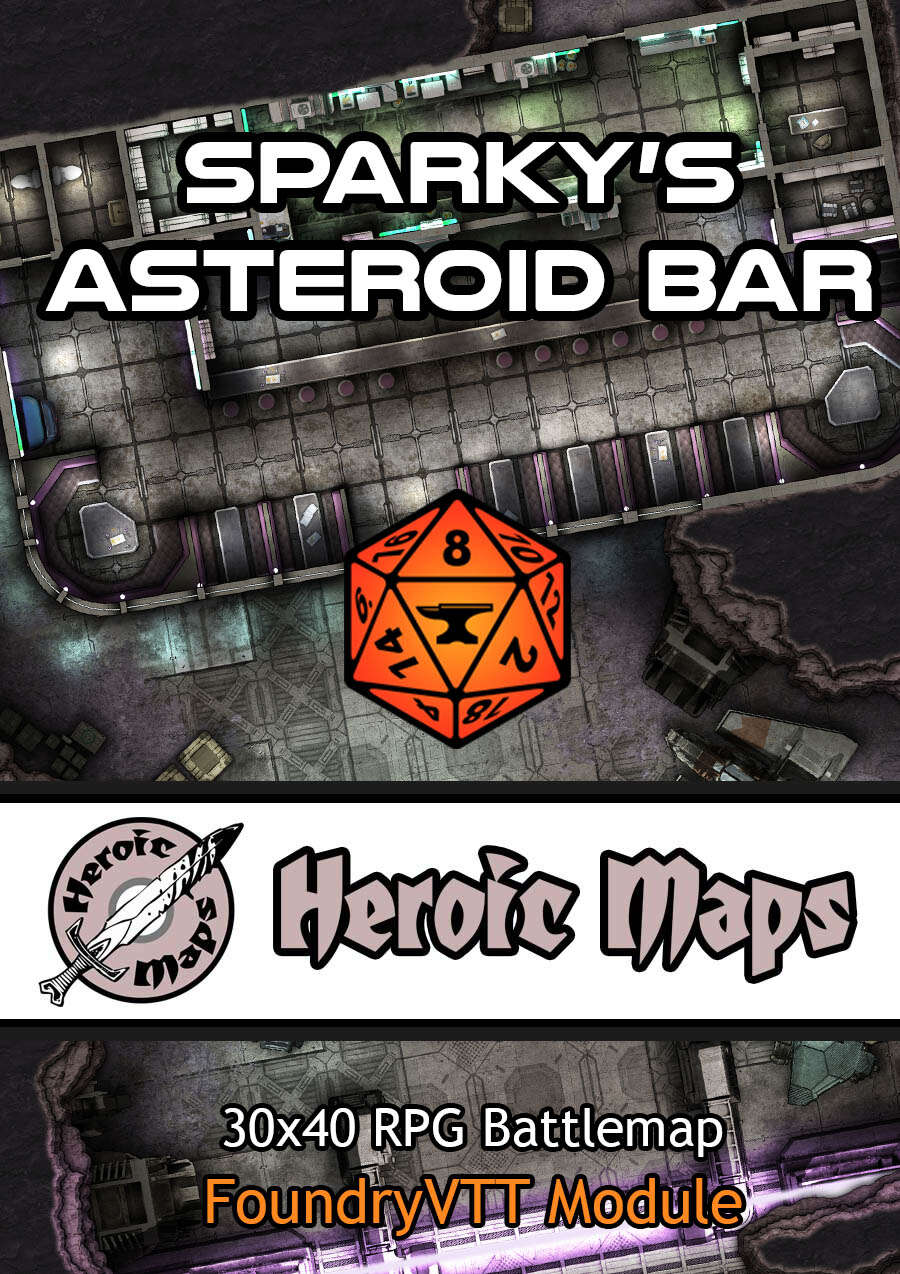 Heroic Maps Sparky's Asteroid Diner Foundry VTT Module Heroic Maps Buildings SciFi