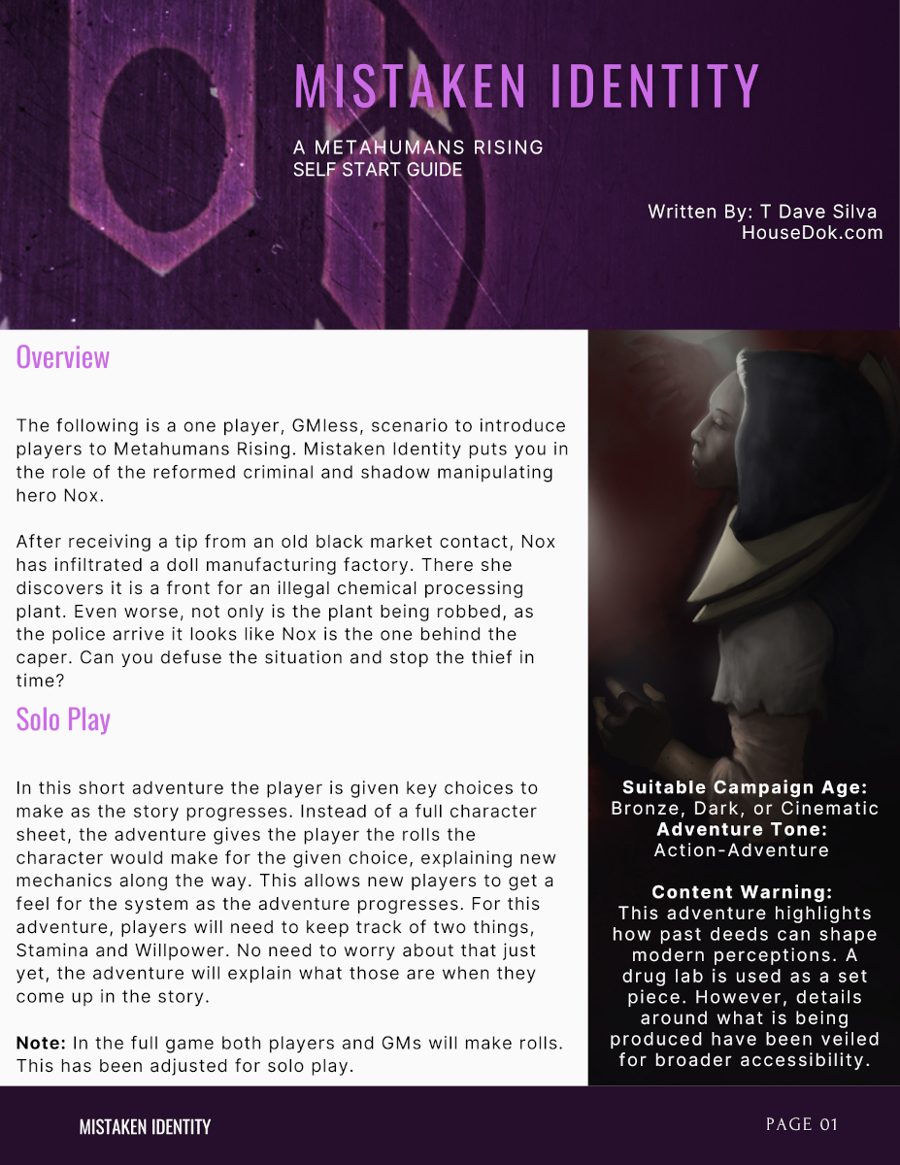 Mistaken Identity - A Metahumans Rising Self Start Guide
