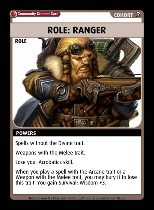 Role: Ranger - Custom Card - Paizo | Pathfinder Adventure Card Game ...