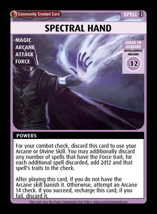 ヘデントール　スペシャルインサートカード Spectral Hand - Custom Card - Paizo | Pathfinder Adventure Card