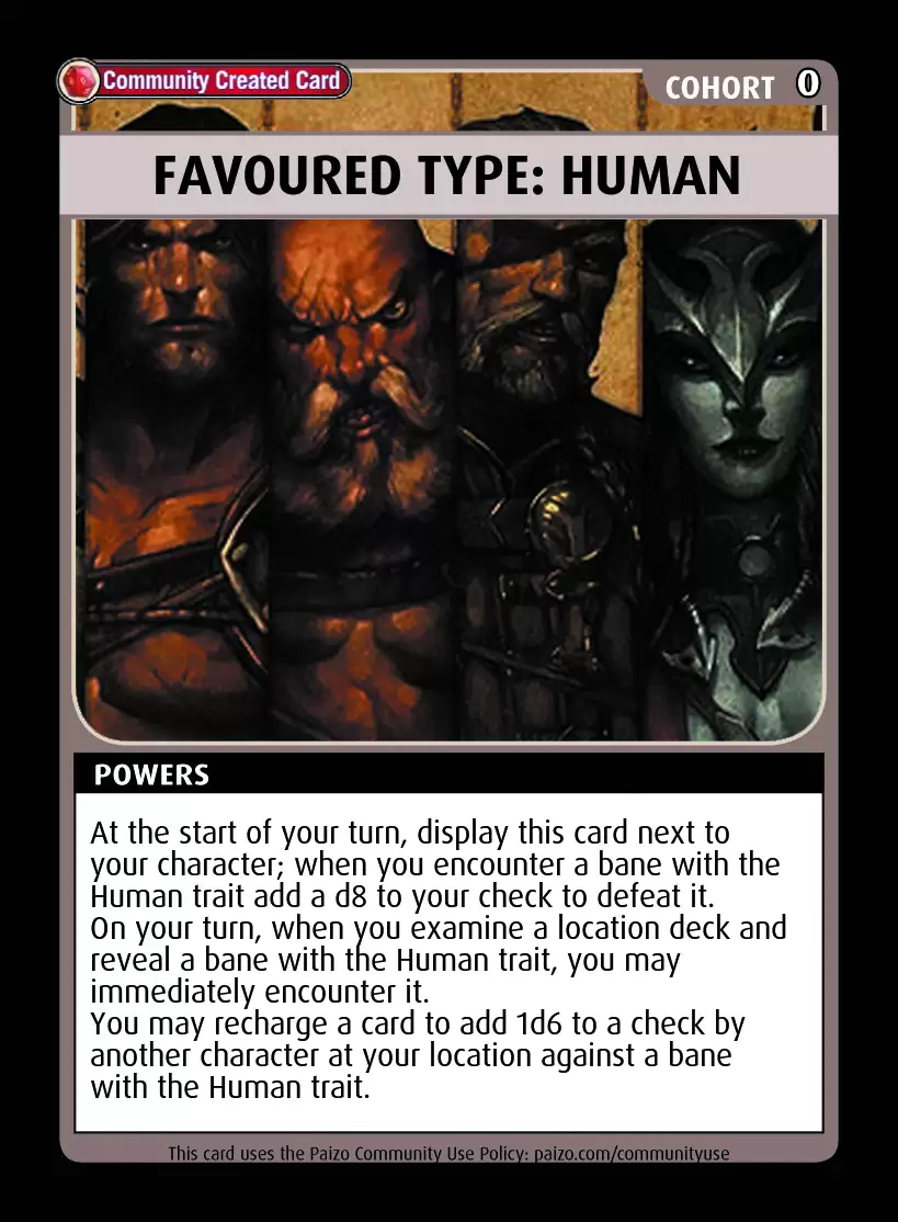 Human Path Card Favoured Type: Human - Custom Card - Paizo | Pathfinder Adventure Card ...