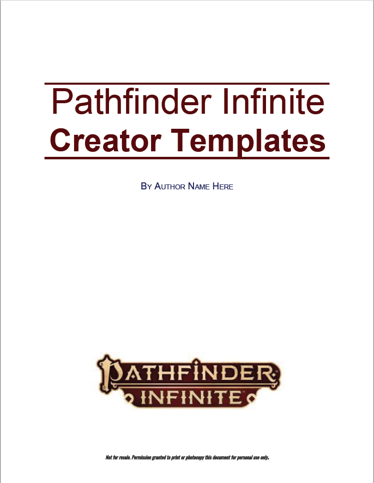 Pathfinder Infinite Creator Resource - Adventure Templates
