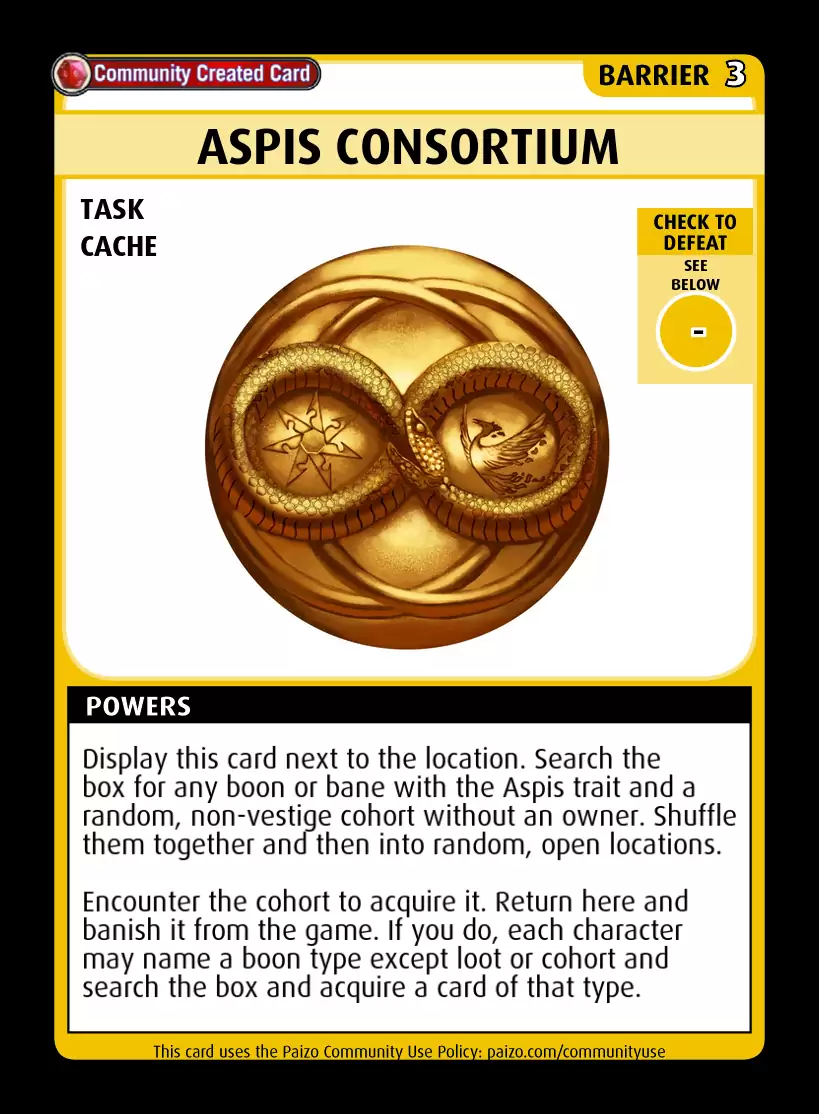 Aspis Consortium - Custom Card - Paizo | Pathfinder Adventure Card