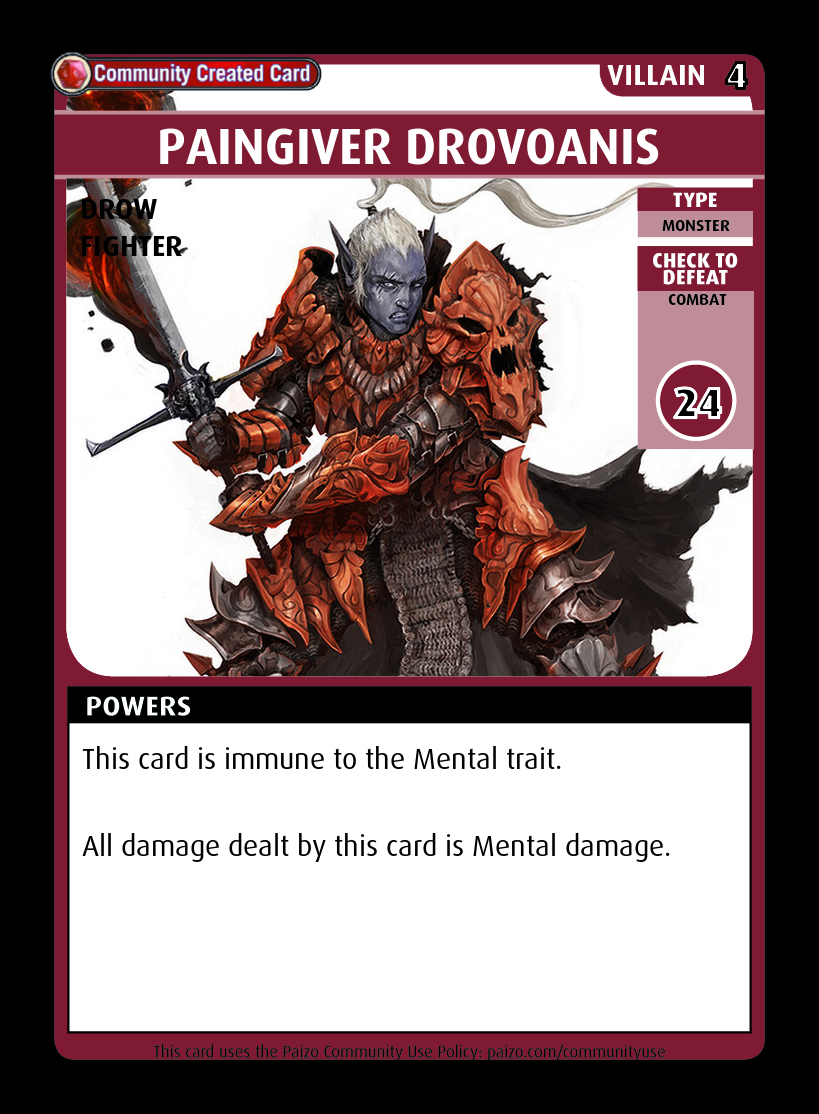 Paingiver Drovoanis Custom Card Paizo Pathfinder Adventure Card