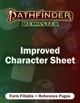 Improved Character Sheet + Reference Pages (Form Fillable) for Pathfinder 2e Remaster