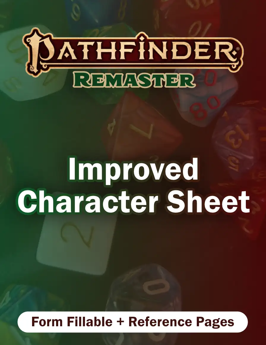 Pathfinder 2e Remaster: Character Sheet (Form Fillable + Free Archetype ...