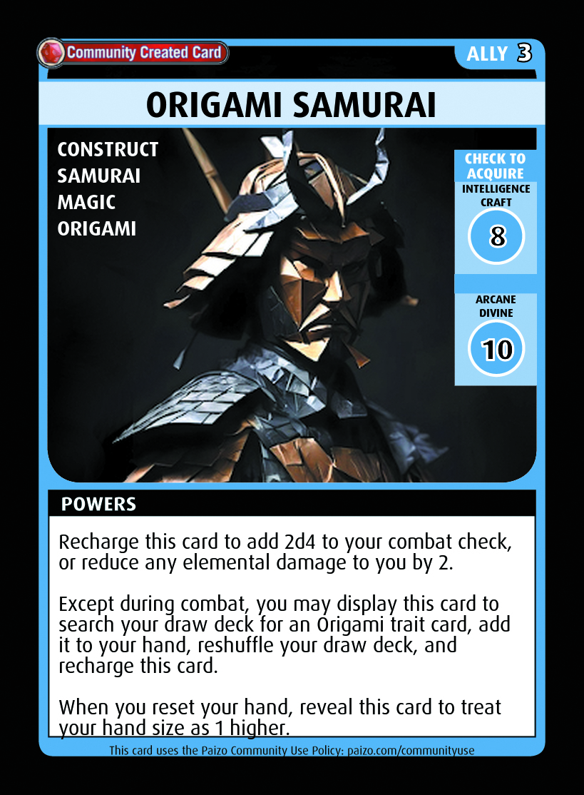 Samuraiページ Origami Samurai - Custom Card - Paizo | Pathfinder Adventure Card