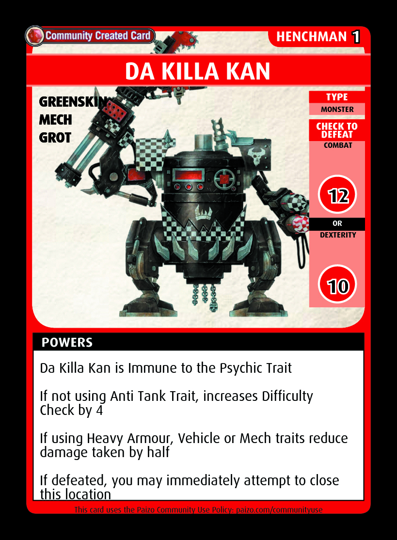 Da Killa Kan - Custom Card - Paizo | Pathfinder Adventure Card