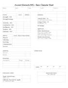 Ancient Elements RPG FREE Character Sheet