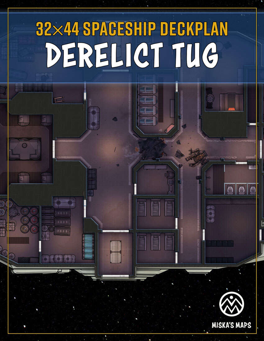 Derelict Tug - Spaceship Deckplan - Miska's Maps | Miska's Sci-Fi