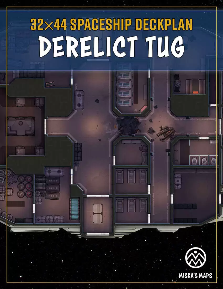Derelict Tug - Spaceship Deckplan - Miska's Maps | Miska's Sci-Fi