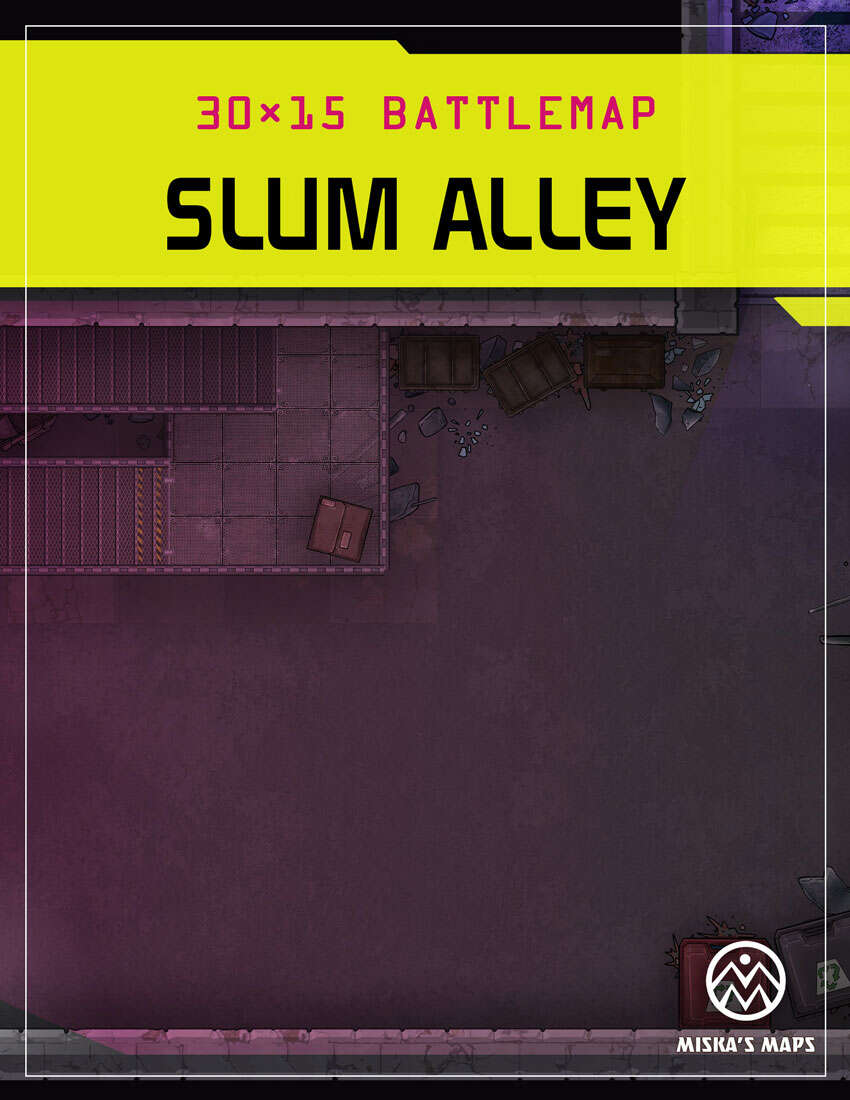 Slum Alley - Battlemap - Miska's Maps | Miska's Sci-Fi Maps | DriveThruRPG