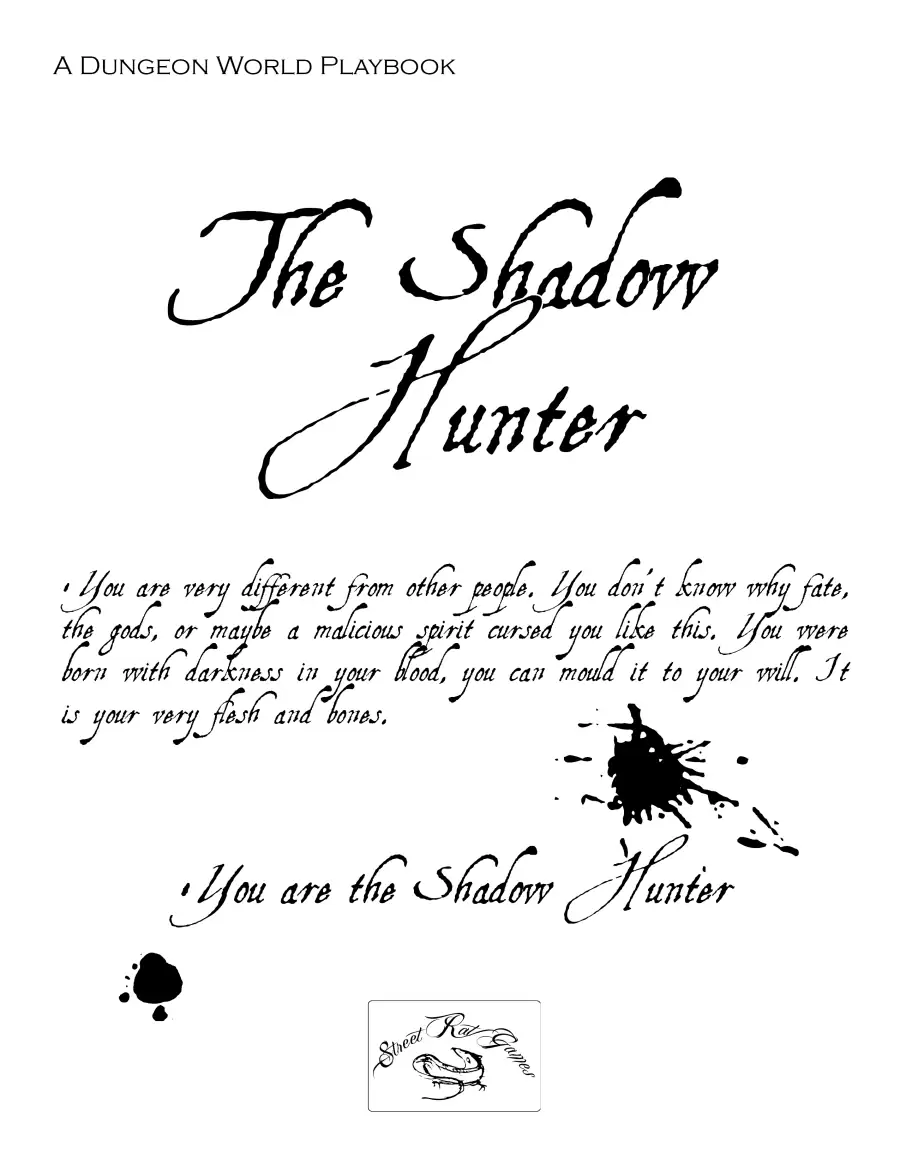 Shadowhunter Word Script Shadow Hunter - Street Rat Games | DriveThruRPG