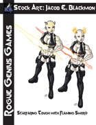 Stock Art: Blackmon Starfarer Tough with Flaming Sword