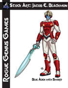 Stock Art: Blackmon Blue Alien with Sword