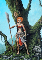 RPG Fantasy Character Female wild savage warrior