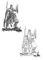 RPG Fantasy Character male human druid with a python spear