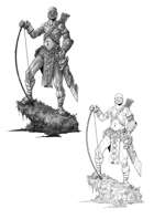 RPG Fantasy Character, male, Human wild hunter with bow