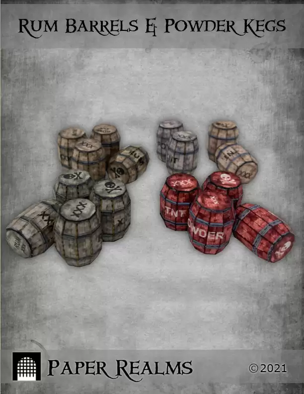 Powder Keg Rpg Rum Barrels & Powder Kegs - Paper Realms | Props | DriveThruRPG