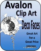 Avalon Clip Art, Deco Faces