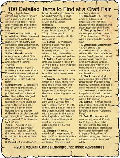 100 Detailed Items to Find at a Craft Fair - Azukail Games | Things ...