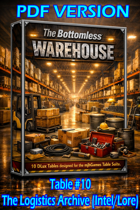 The MTS Bottomless Warehouse Table #10 - d100 DLux - PDF VERSION