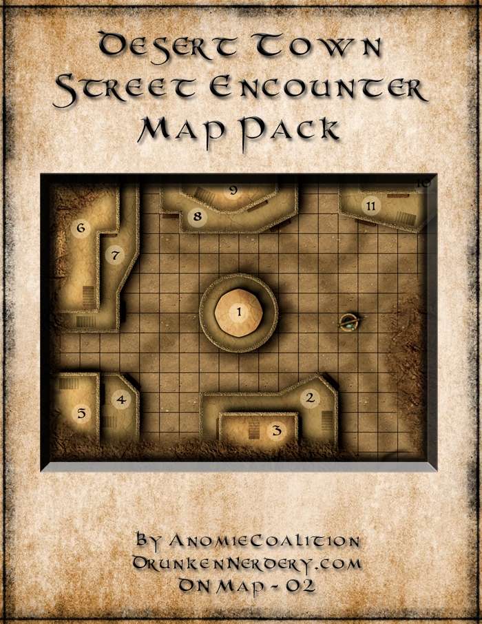 DN Map 02 - Desert Town Street Encounter - Drunken Nerdery | DriveThruRPG