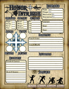 Honor + Intrigue: Form Fillable Character Sheets