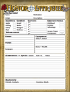 Honor + Intrigue: Form Fillable Character Sheets 2
