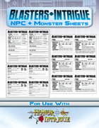 Blasters + Intrigue: NPC & Monster Sheets