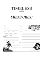 Timeless : Creatures - Character Sheet