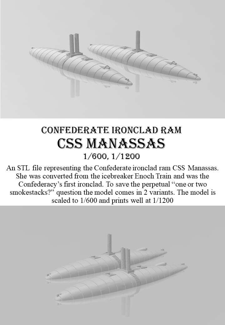 CSS Manassas, 1/600, 1/1200 - Long Face Games | DriveThruRPG