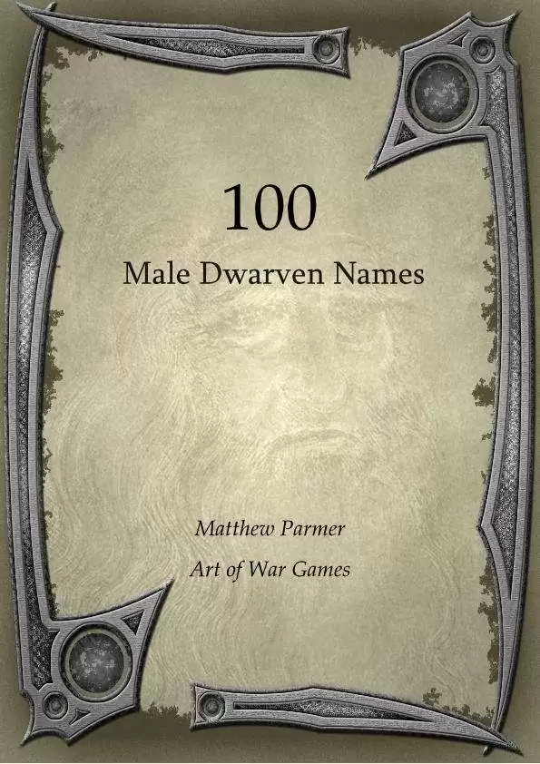 100 Male Dwarven Names - Art of War Games | "100" Books | DriveThruRPG