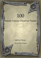 100 Female Fantasy Dwarven Names