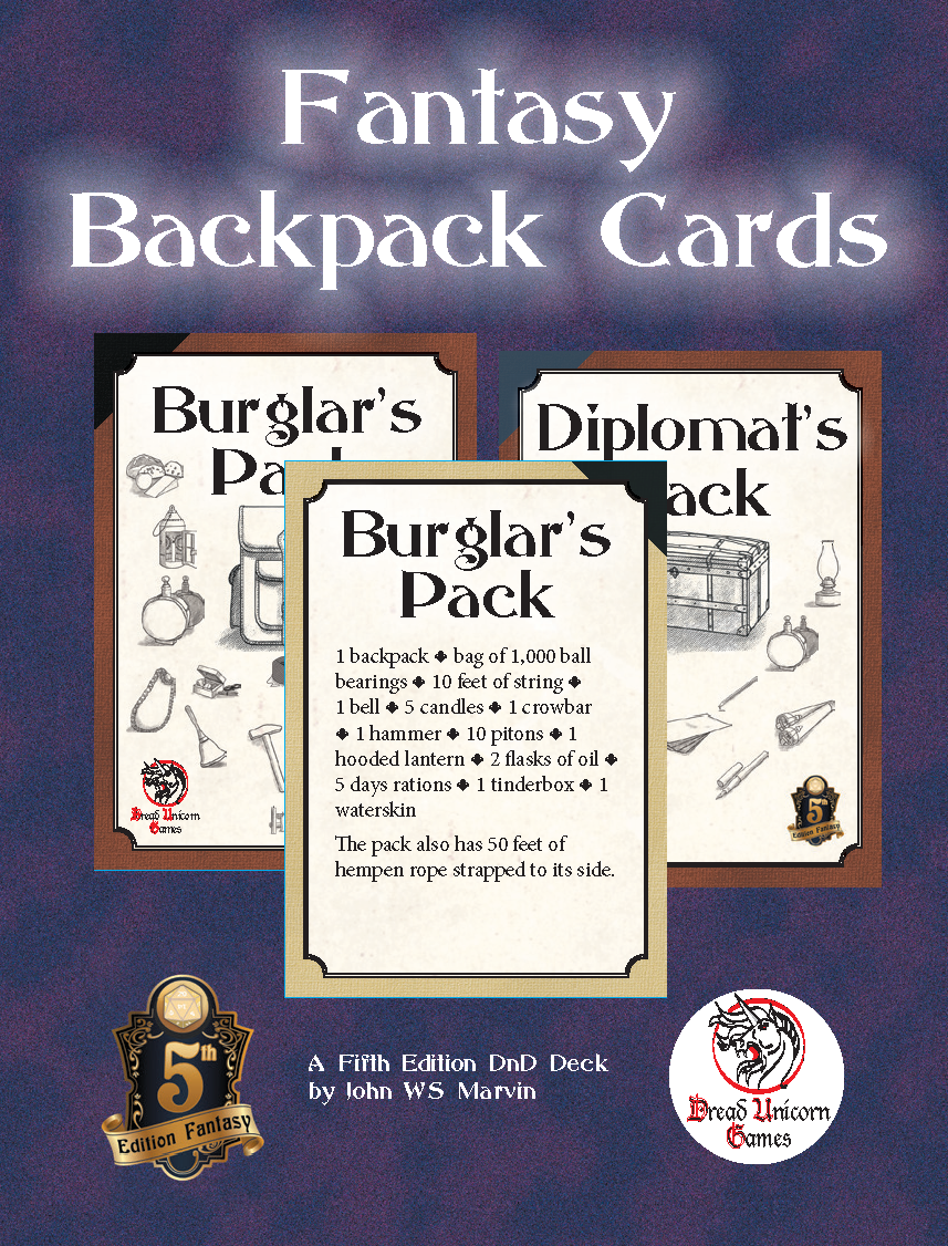 5E Fantasy Backpack Cards