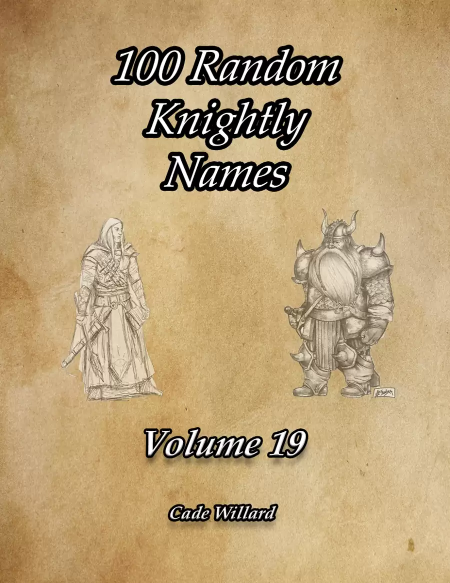 100 Random Knightly Names Volume 19 - McNabb Games | DriveThruRPG