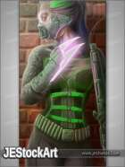 JEStockArt - SciFi - Female Cyberpunk Fighter with Energy Blade - DPB
