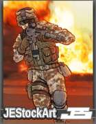 JEStockArt - Modern - Advancing Soldier in Combat Gear - CWB