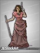 JEStockArt - History - Wary Riflewoman in Tattered Dress - CNB