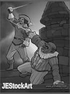 JEStockArt - Fantasy - Renaissance Swordsmen Fighting on Rooftop - GWB
