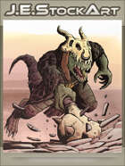 JEStockArt - Fantasy - Draconian Lizard Man Charges With Spiked Mace - CNB